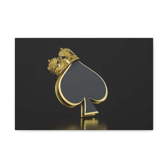 3D Gold Crown Spades Playing Card Canvas Wall Art for Home Decor Ready-to-Hang